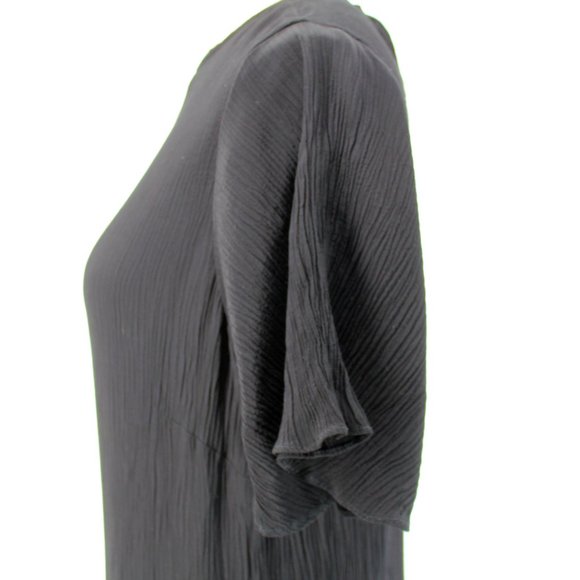 Rue Stiic Crinkle Textured Mini Dress Flutter Sleeve Round Neck Key-hole Tie S - Picture 4 of 16